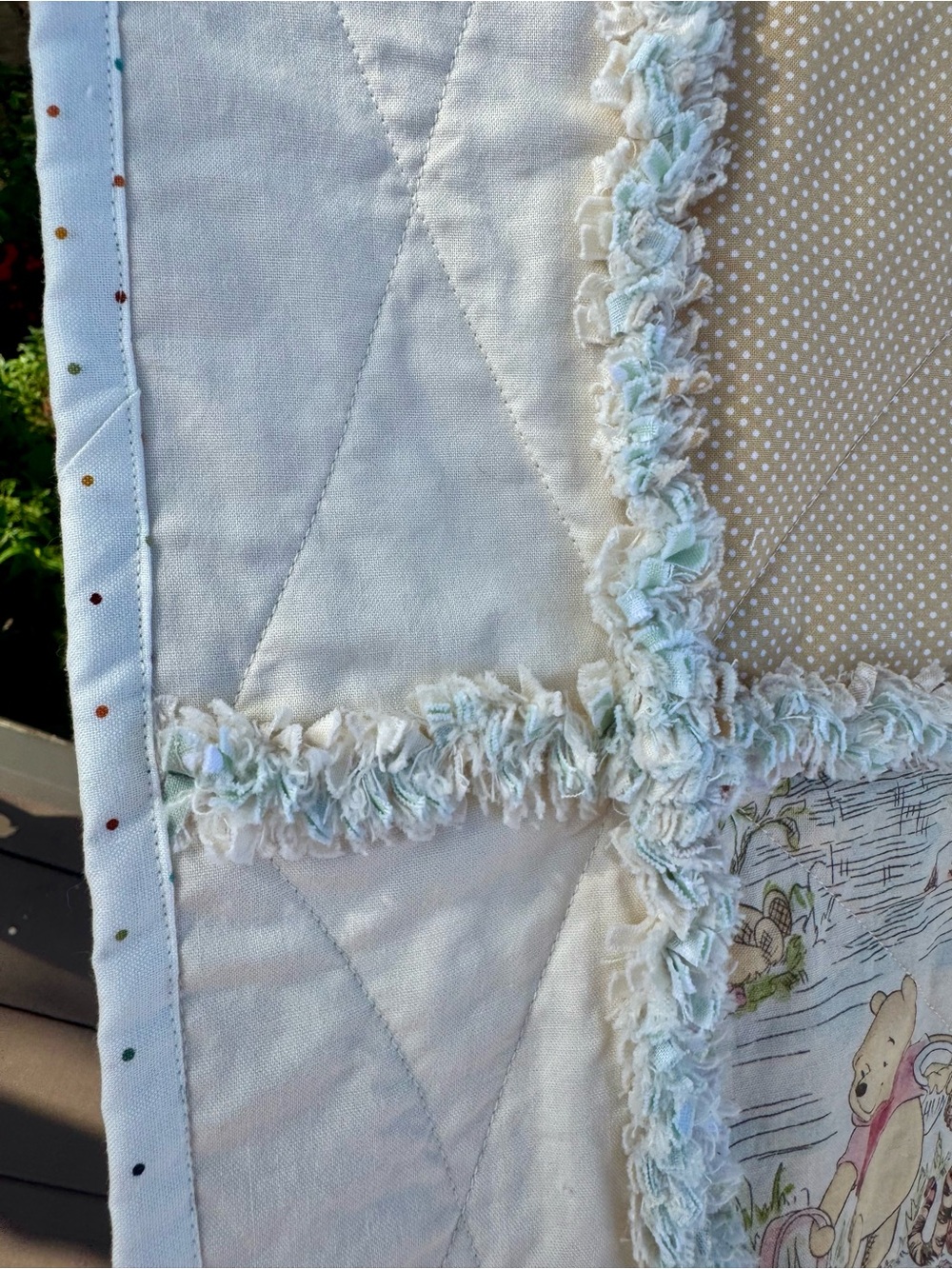 Winnie the Pooh Handcrafted Rag Quilted Baby/Toddler Blanket - Picture 8 of 8